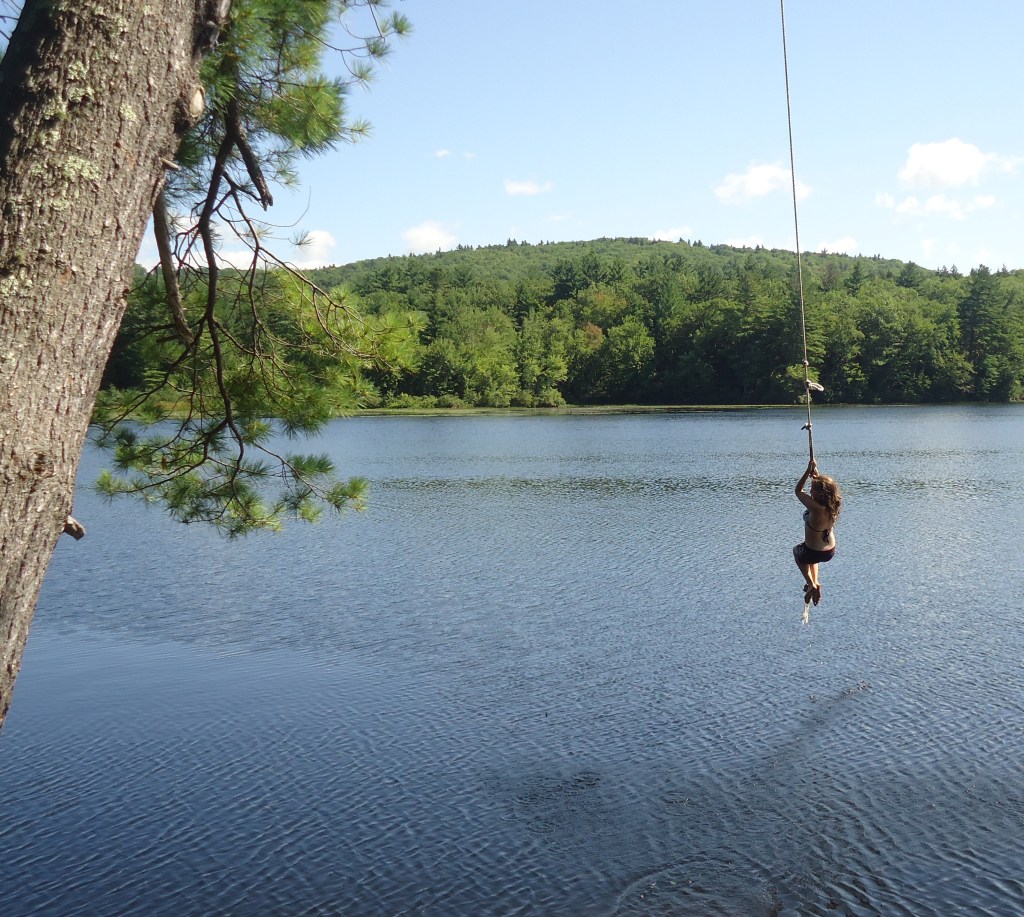 Laura on Rope Swing, Lake Todd (Newbury, NH)